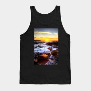 Sunset On The Rocks Cornwall Coastline Tank Top